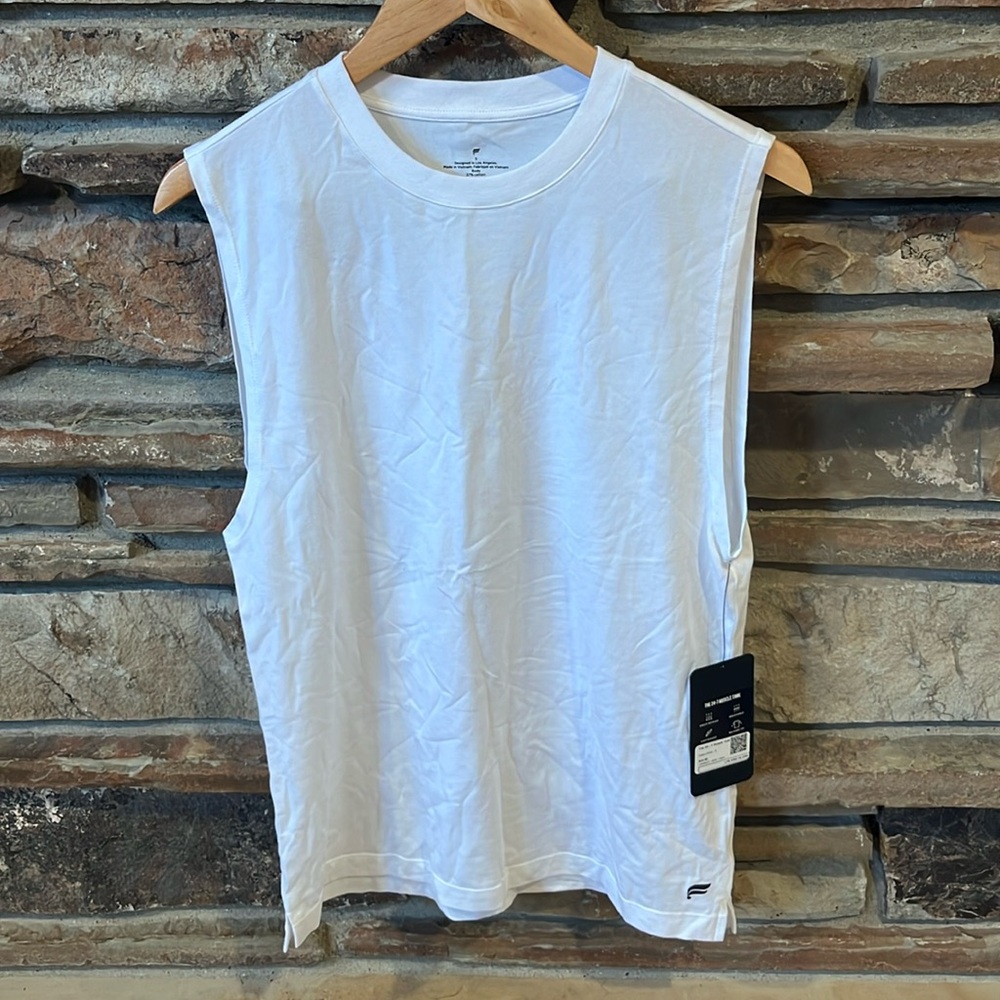 Fabletics The 24/7 Muscle Tank in White Cotton Modal